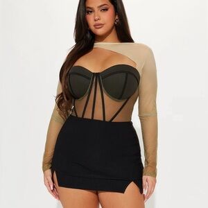 Fashion Nova Olive Mesh Top